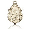 14k Yellow Gold Fancy St Theresa Medal 3/4in