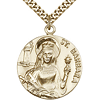 Gold Filled 7/8in Round St Barbara Medal & 24in Chain