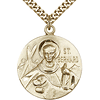 Gold Filled 1in Round St Bernard Medal & 24in Chain