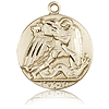 14k Yellow Gold 1in Round St Michael Medal
