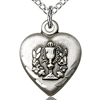Sterling Silver 5/8in Heart Communion Medal & 18in Chain