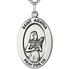 Sterling Silver 7/8in St Agatha Medal with 18in Chain