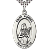 Sterling Silver 7/8in St Agatha Medal with 24in Chain
