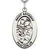 Sterling Silver 7/8in St Anthony Medal with 18in Chain