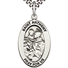Sterling Silver 7/8in St Anthony Medal with 24in Chain