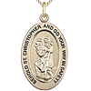 Gold Filled 7/8in St Christopher Medal with 18in Chain