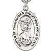 Sterling Silver 7/8in St Christopher Medal with 24in Chain