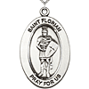 Sterling Silver 7/8in St Florian Medal with 18in Chain
