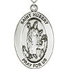 Sterling Silver 7/8in St Hubert Medal with 18in Chain