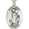 Sterling Silver 7/8in St Hubert Medal with 24in Chain