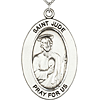 Sterling Silver 7/8in St Jude Medal with 18in Chain
