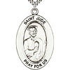 Sterling Silver 7/8in St Jude Medal with 24in Chain