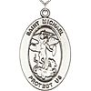 Sterling Silver 7/8in St Michael Medal with 18in Chain