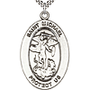 Sterling Silver 7/8in St Michael Medal with 24in Chain