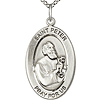 Sterling Silver 7/8in St Peter Medal with 18in Chain