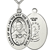 Sterling Silver 7/8in Scapular Medal with 18in Chain