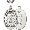 Sterling Silver 7/8in Scapular Medal with 24in Chain