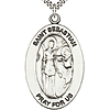 Sterling Silver 7/8in St Sebastian Medal with 24in Chain