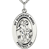 Sterling Silver 7/8in My Guardian Angel Medal with 18in Chain