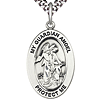 Sterling Silver 7/8in My Guardian Angel Medal with 24in Chain