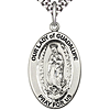 Sterling Silver 7/8in Our Lady of Guadalupe Medal with 24in Chain