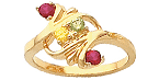 with 4 stones in yellow gold