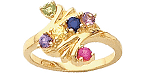 with 6 stones in yellow gold