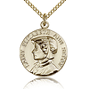 Gold Filled 3/4in Round St Elizabeth Medal & 18in Chain
