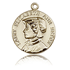 14k Yellow Gold Round St Elizabeth Ann Seton Medal 5/8in