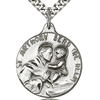 Sterling Silver 7/8in St Anthony Send Me Help Medal & 24in Chain