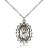 Sterling Silver 1in Beaded St Christopher Medal & 18in Chain