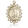 St Jude Medal with Fancy Border 1in 14k Yellow Gold