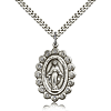 Sterling Silver 1 1/8in Miraculous Medal Swarovski Crystals & Chain
