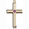 14kt Yellow Gold 1 1/8in Cross Pendant with 3mm Amethyst Bead