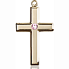 14kt Yellow Gold 1 1/8in Cross Pendant with 3mm Light Amethyst Bead