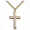 Gold Filled 1 3/8in Cross Pendant with 3mm Rose Bead & 24in Chain