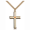 Gold Filled 1 3/8in Cross Pendant with 3mm Topaz Bead & 24in Chain