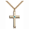 Gold Filled 1 3/8in Cross Pendant with 3mm Zircon Bead & 24in Chain