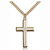Gold Filled 1 3/8in Cross Pendant with 3mm Aqua Bead & 24in Chain