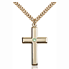 Gold Filled 1 3/8in Cross Pendant with 3mm Peridot Bead & 24in Chain