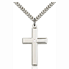Sterling Silver 1 3/8in Cross Pendant with Crystal Bead & 24in Chain