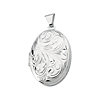 1in Sterling Silver Floral Oval Locket