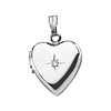 Sterling Silver 1/2in Diamond Heart Locket