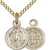 Gold Filled 3/8in St Benedict Charm & 18in Chain