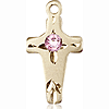 14kt Yellow Gold 5/8in Cross Pendant with 3mm Light Amethyst Bead
