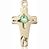 14kt Yellow Gold 5/8in Cross Pendant with 3mm Peridot Bead