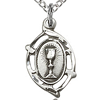 Sterling Silver 5/8in Communion Pendant & 18in Chain