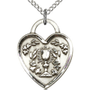 Sterling Silver 3/4in Heart Communion Medal & 18in Chain