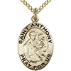 Gold Filled 3/4in Antiqued St Anthony Medal & 18in Chain
