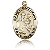 14k Yellow Gold 3/4in St Anthony Medal with Antiqued Letters